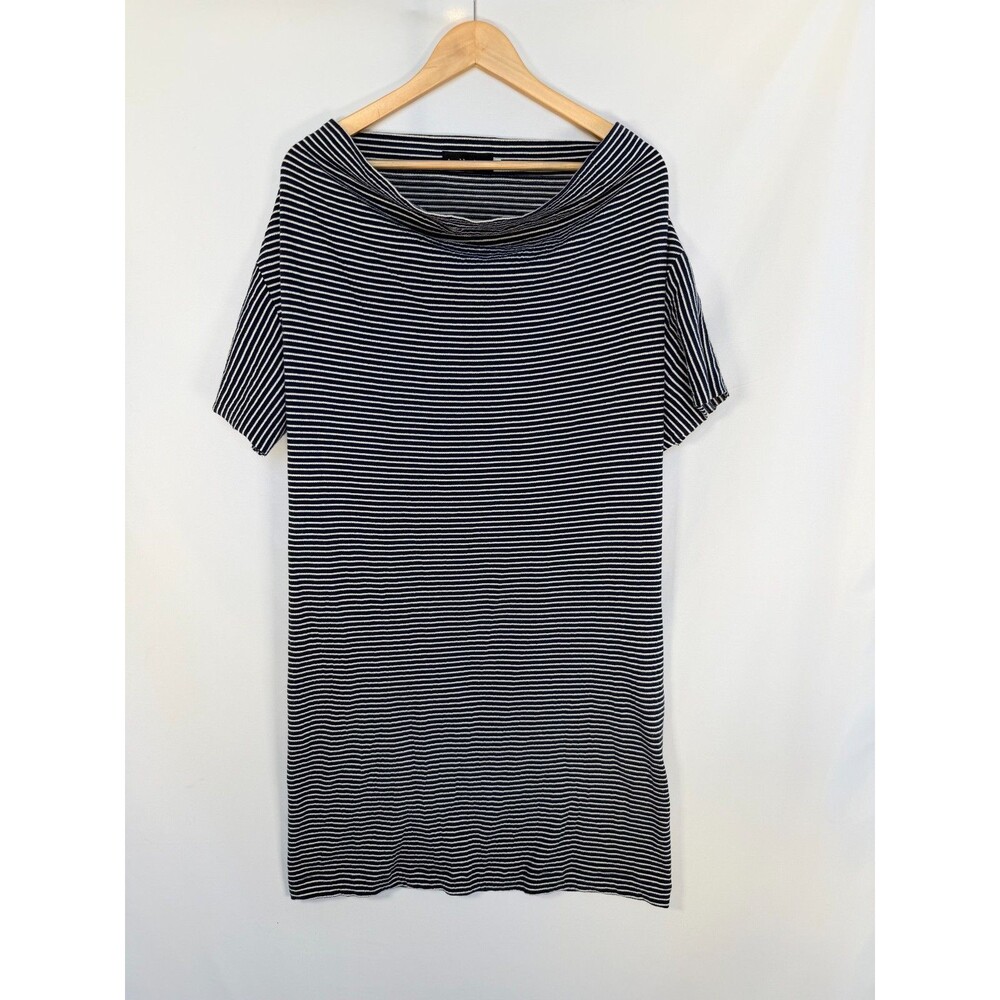 Txell Miras Striped Knit Shift Dress Women's M Navy White Made in Barcelona